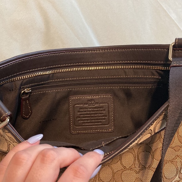 Coach Signature Print Canvas Satchel - Picture 6 of 12